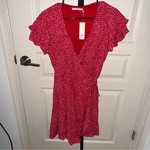 Francesca's Red Ruffled Wrap Sundress